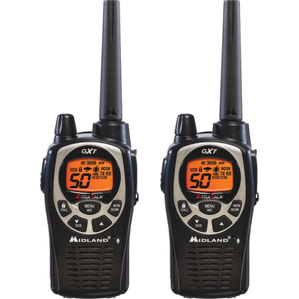 Midland GXT1000VP4 Two-Way Radios - 50 Channels 22 GMRS Hands-free - Black/Silver - Two-way & NOAA