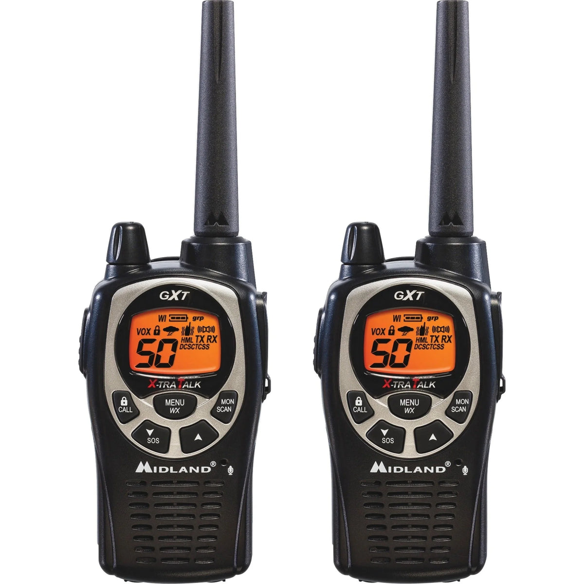 Midland GXT1000VP4 Two-Way Radios - 50 Channels 22 GMRS Hands-free - Black/Silver - Two-way & NOAA