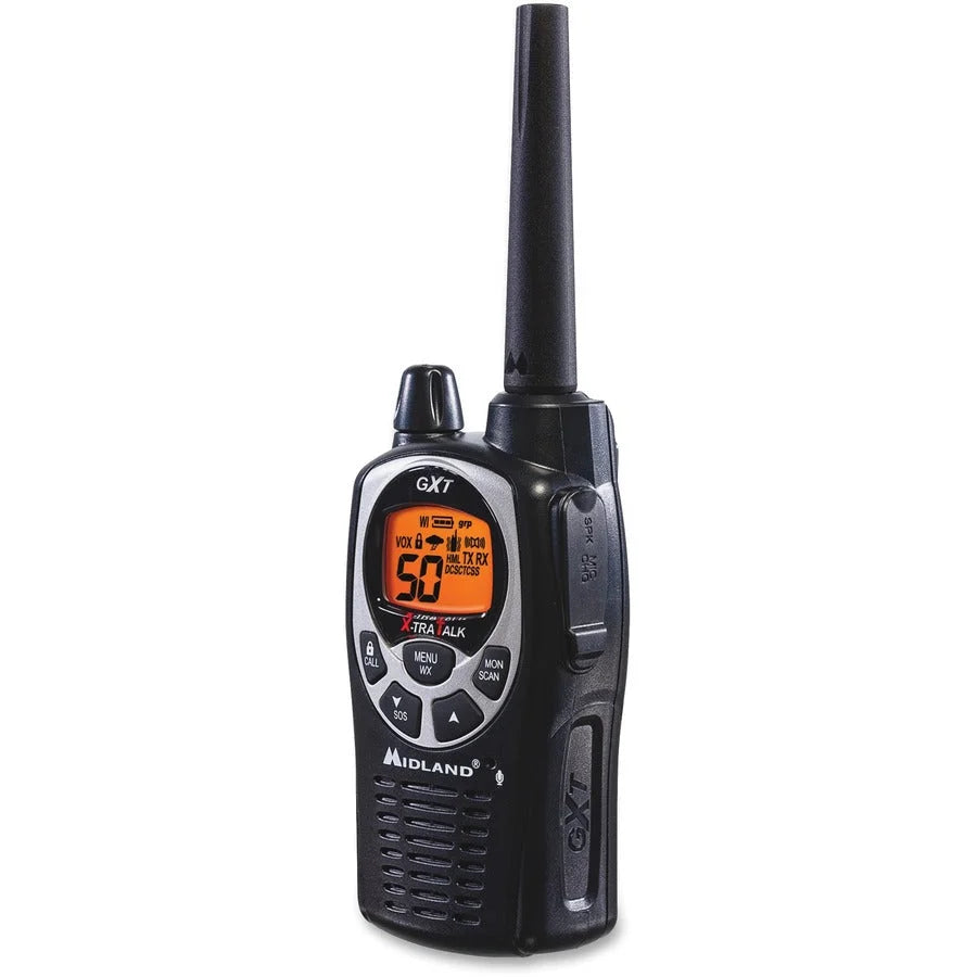 Midland GXT1000VP4 Two-Way Radios - 50 Channels 22 GMRS Hands-free - Black/Silver - Two-way & NOAA