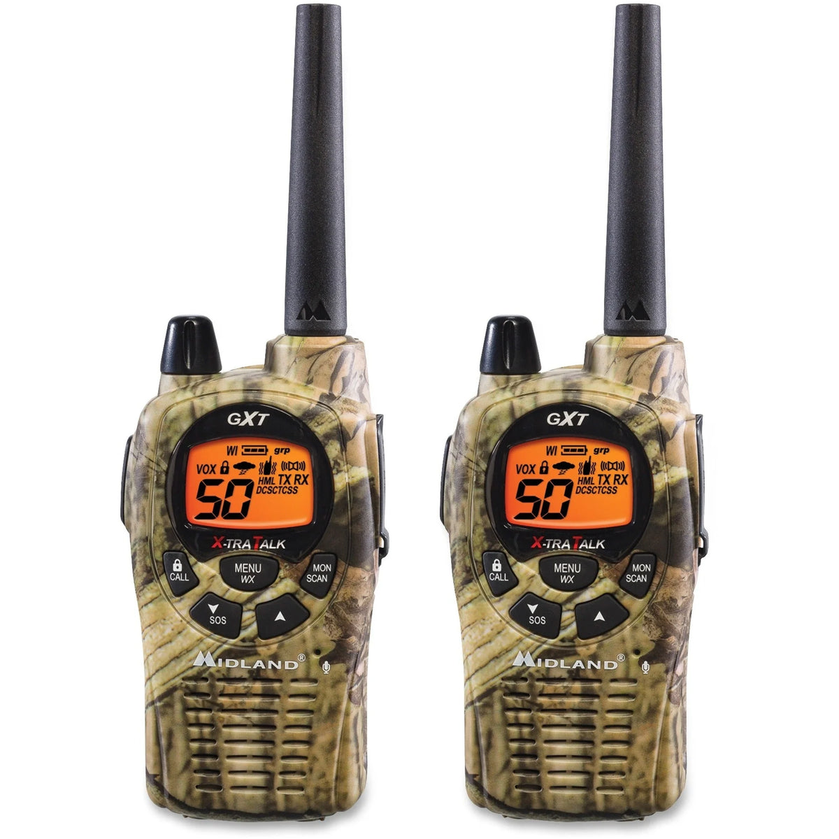 Midland GXT1050VP4 2-Way Radios: 50 Channels 190080 ft Range Waterproof - 2 Pack - Two-way & NOAA Radios