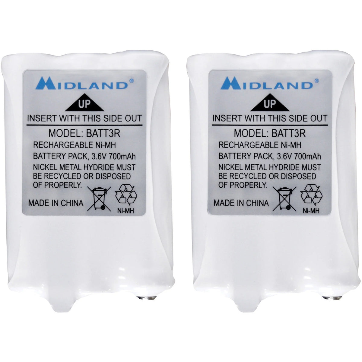 Midland Rechargeable Battery Pack for Radios - 700mAh 3.6V DC - 2/Pack - Batteries & Chargers