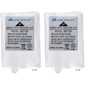 Midland Rechargeable Battery Pack for Radios - 700mAh 3.6V DC - 2/Pack - Batteries & Chargers