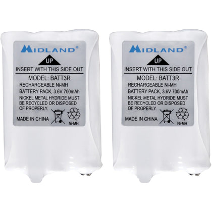Midland Rechargeable Battery Pack for Radios - 700mAh 3.6V DC - 2/Pack - Batteries & Chargers