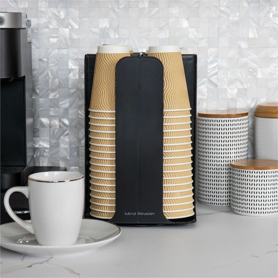 Mind Reader Totem Breakroom Cup/Lid Holder - 80 Cup Capacity - Black - 1 Each - Dispensers & Organizers