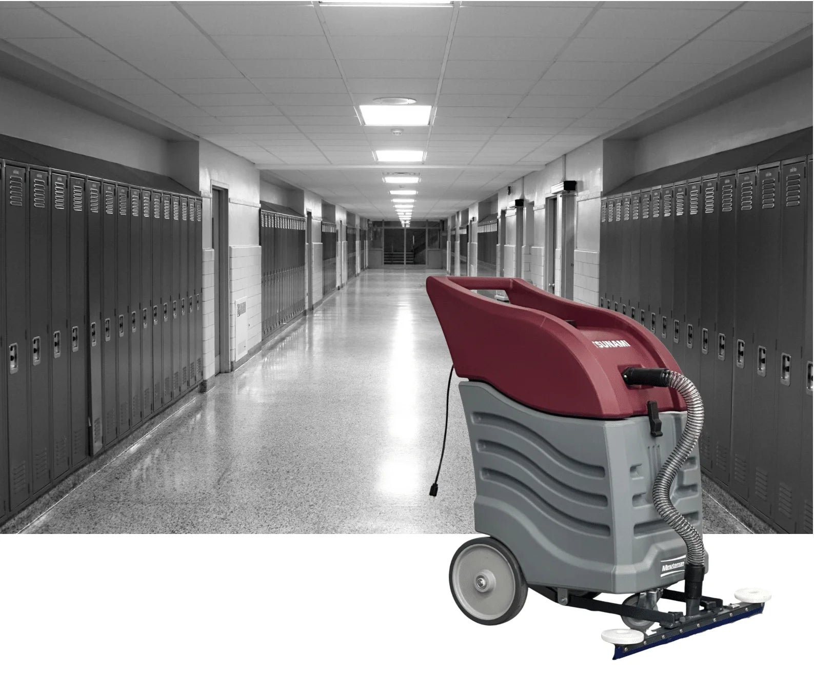 Minuteman Tsunami T16W 16‑Gallon Wet Vacuum with 24″ Front Mount Squeegee, Commercial Suction & Solution Recovery