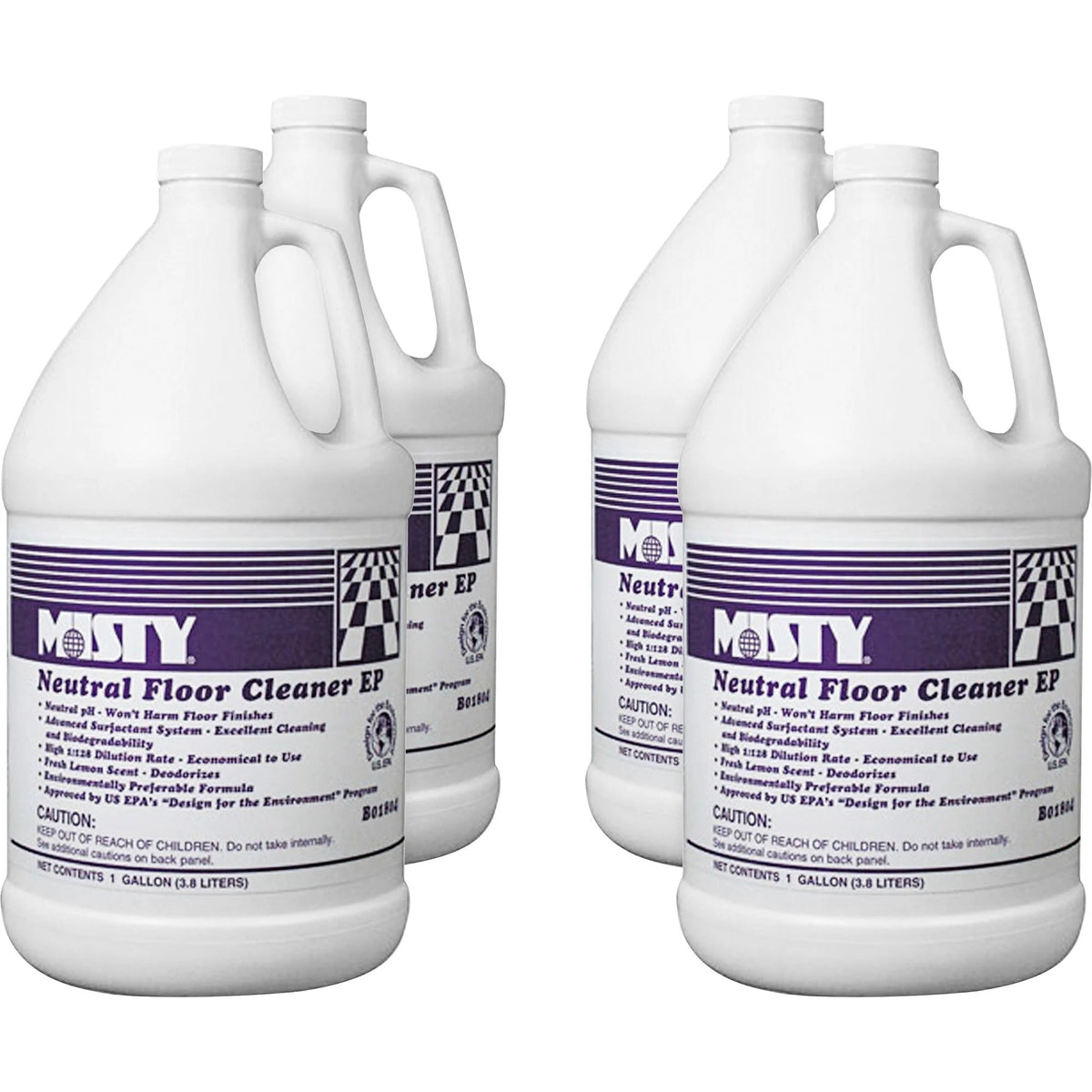 MISTY Neutral Floor Cleaner: Lemon Scent Concentrate - 128 fl oz - Eco-Friendly - 4/Carton - Floor/Carpet Cleaners &
