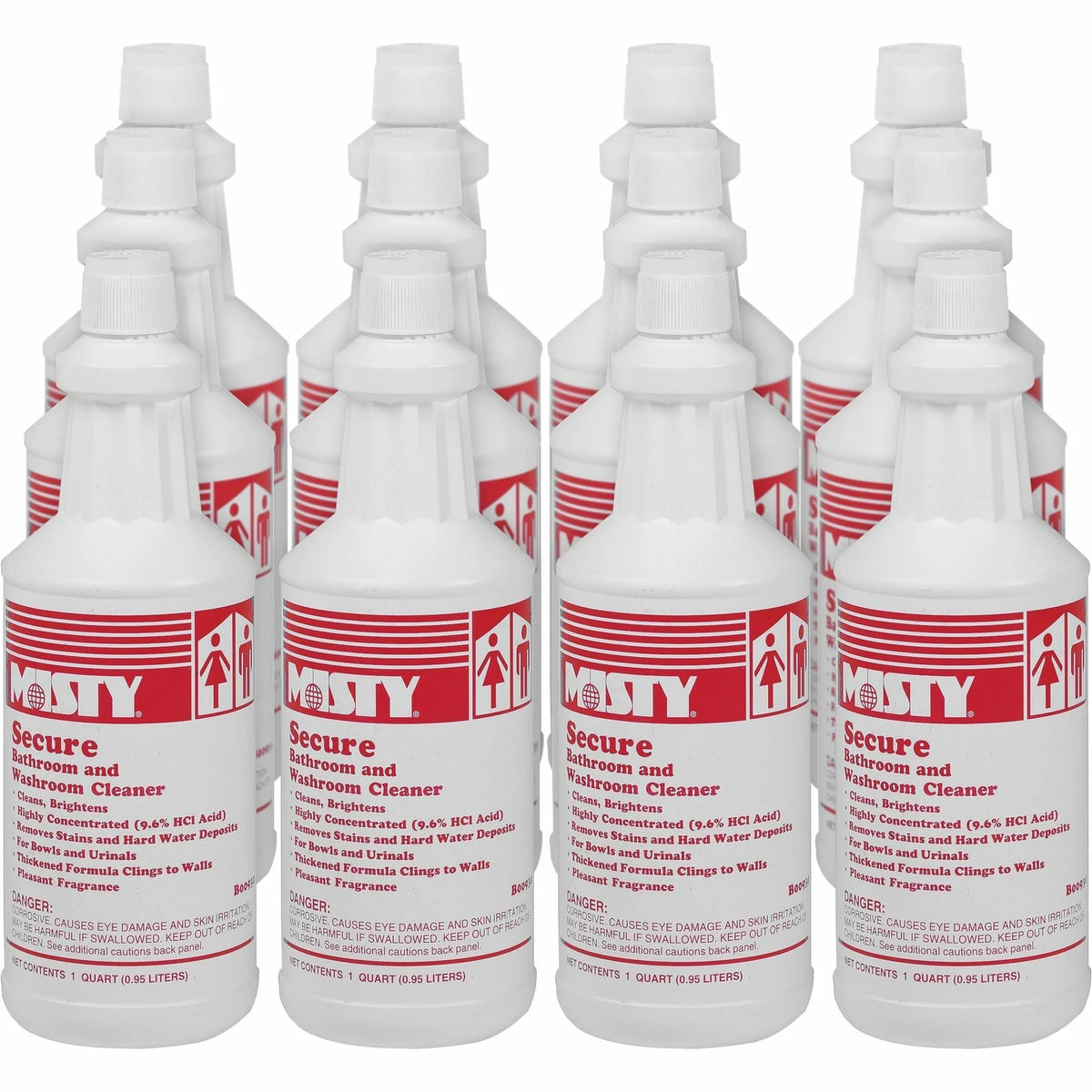 MISTY Secure Bathroom Cleaner - Mint Scent Fast Acting - 32 fl oz - 12/Carton - Restroom & Toilet Cleaners