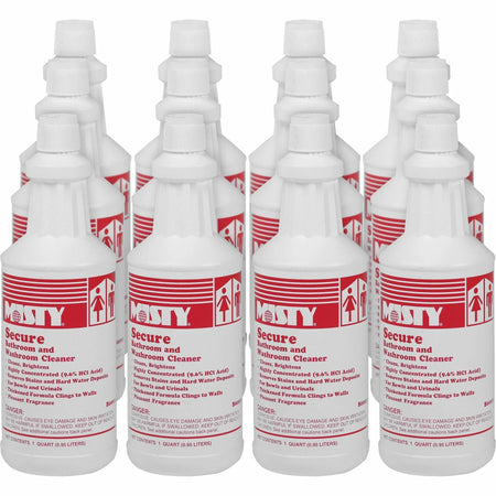 MISTY Secure Bathroom Cleaner - Mint Scent Fast Acting - 32 fl oz - 12/Carton - Restroom & Toilet Cleaners