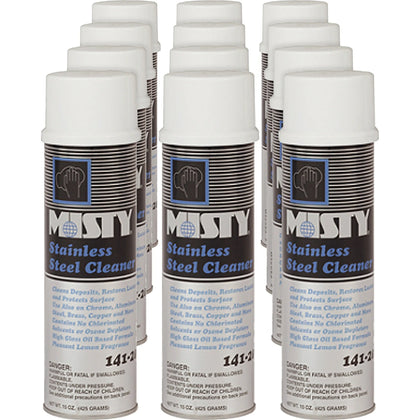 MISTY Stainless Steel Cleaner - Lemon Scent - Oil Based - 12/Carton - Specialty Cleaners