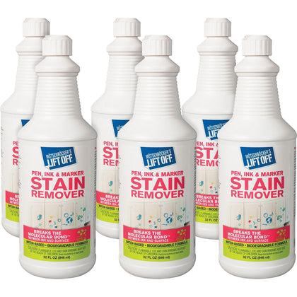 Mötsenböcker's Lift Off Pen/Ink/Marker Stain Remover - Eco-Friendly 32 fl oz - White - 6/Carton - Specialty Cleaners