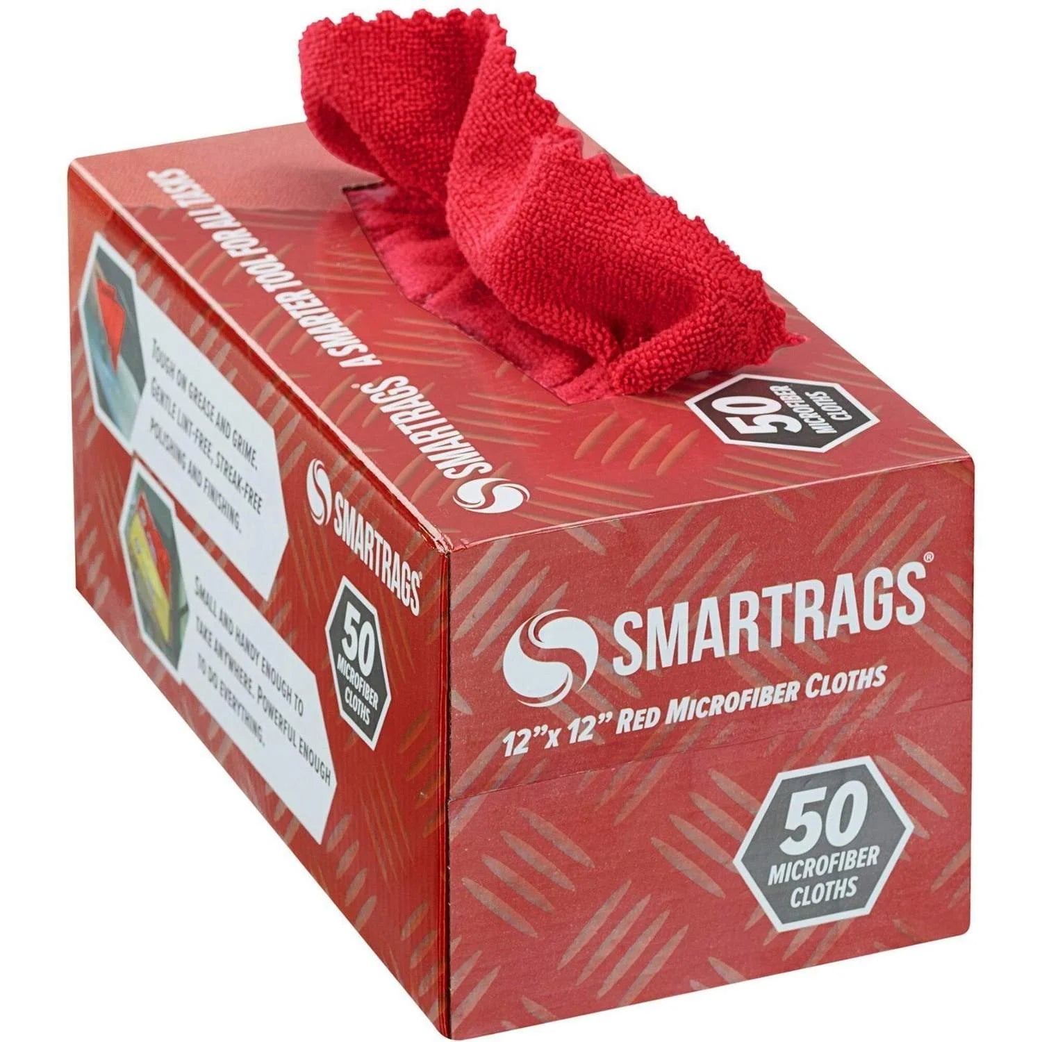 Monarch Smart Rags Microfiber Cloths 12’’ x 50 / Box Red - Sponges Cleaning Pads & Wipers