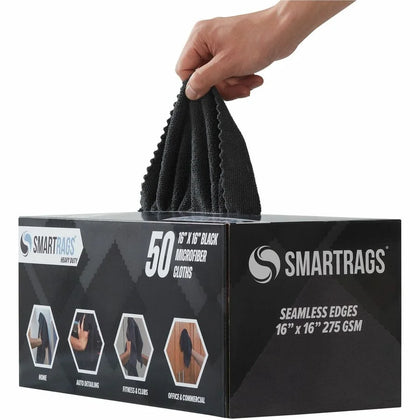 Monarch Smart Rags Microfiber Cloths 16’’ x 50 / Box - Heavy Duty Reusable Streak-free Lint-free Dirt Resistant Grime