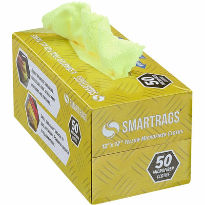 Monarch Smart Rags Microfiber Cloths: Reusable Streak-free Cleaning - Blue - 50/Box - Sponges Pads & Wipers