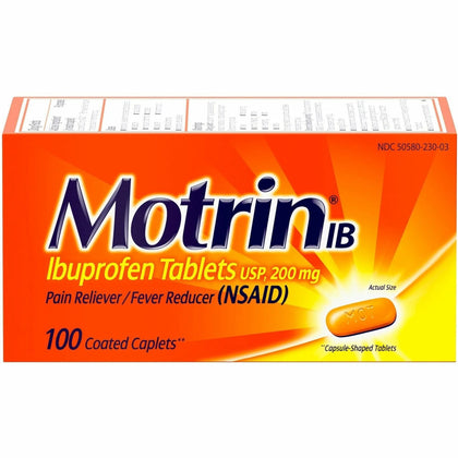 Motrin IB Ibuprofen Tablets - Relief for Fever Cold Headache & More - 100 - Medications
