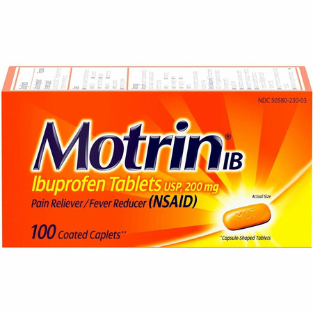 Motrin IB Ibuprofen Tablets - Relief for Fever Cold Headache & More - 100 - Medications