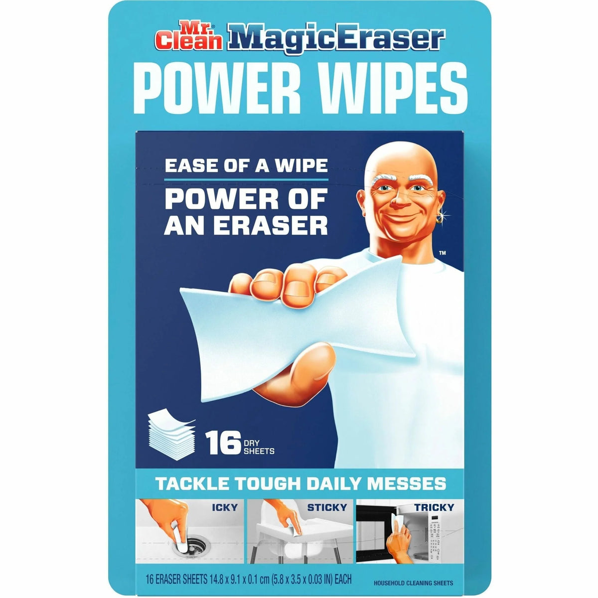 Mr. Clean Magic Eraser Power Wipes: Heavy Duty Disposable Cleaning - 16/Box - Sponges Pads & Wipers