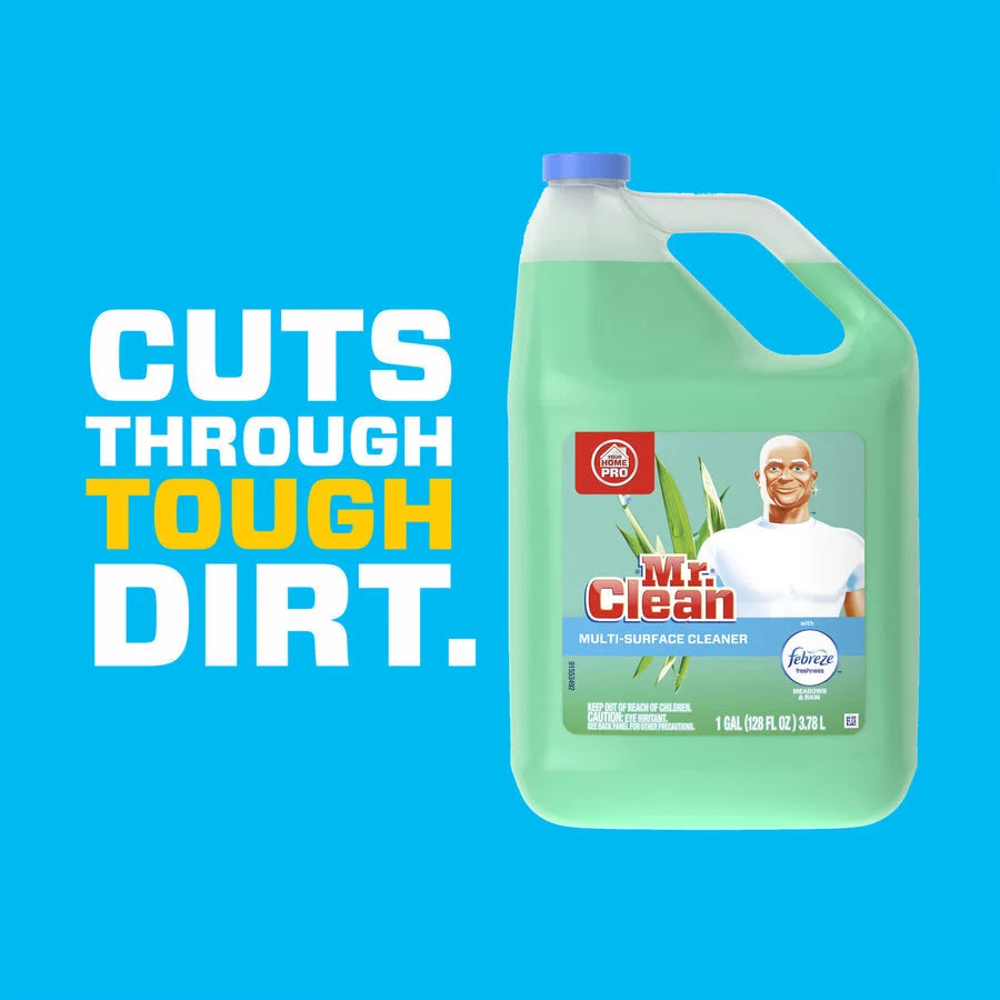 Mr. Clean Multipurpose Cleaner with febreze - For - 128 fl oz (4 quart) - Meadows & Rain Scent - Deodorizers