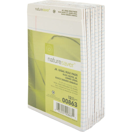 Nature Saver 100% Recycled White Jr. Rule Legal Pads - Jr.Legal - Left