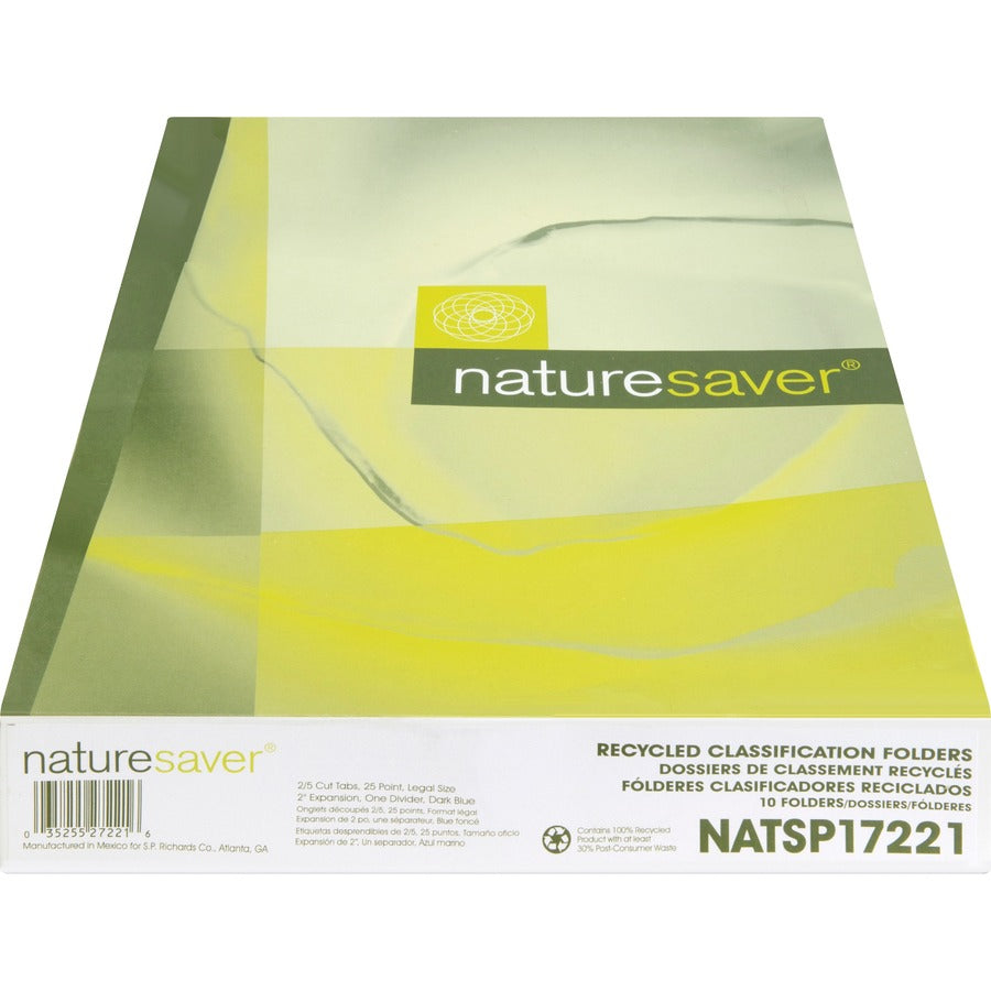 Nature Saver 2/5 Tab Cut Legal Recycled Classification Folder - Top