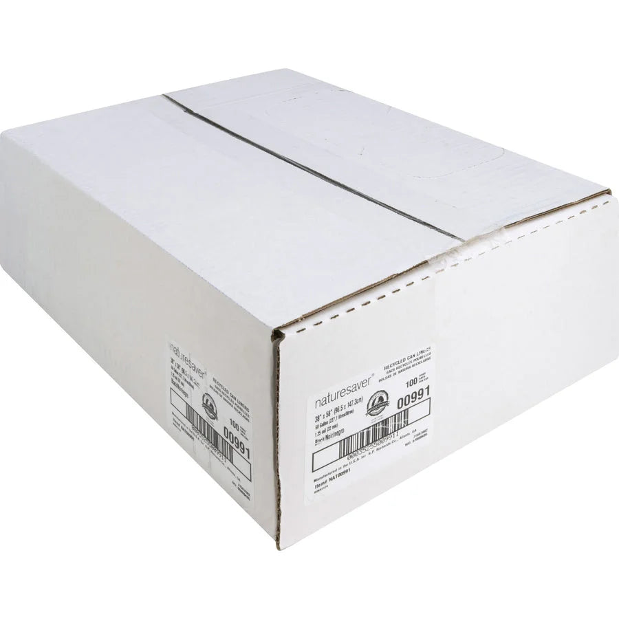 Nature Saver Black Low-density Recycled Can Liners - Extra Large Size - 60 gal Capacity - 38’’ Width x 58’’ Length
