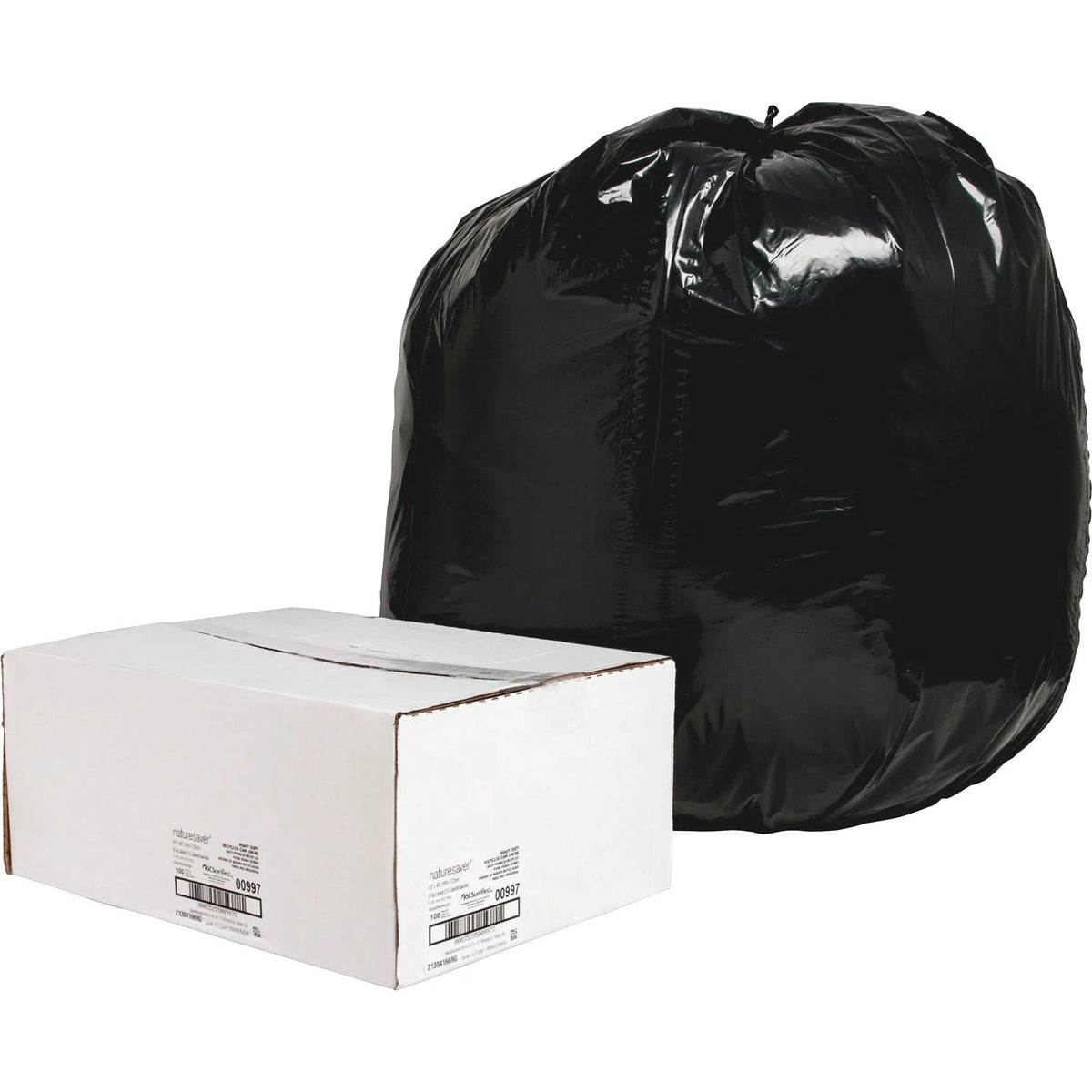 Nature Saver Black Low-density Recycled Can Liners - Extra Large Size - 56 gal Capacity - 43’’ Width x 48’’ Length