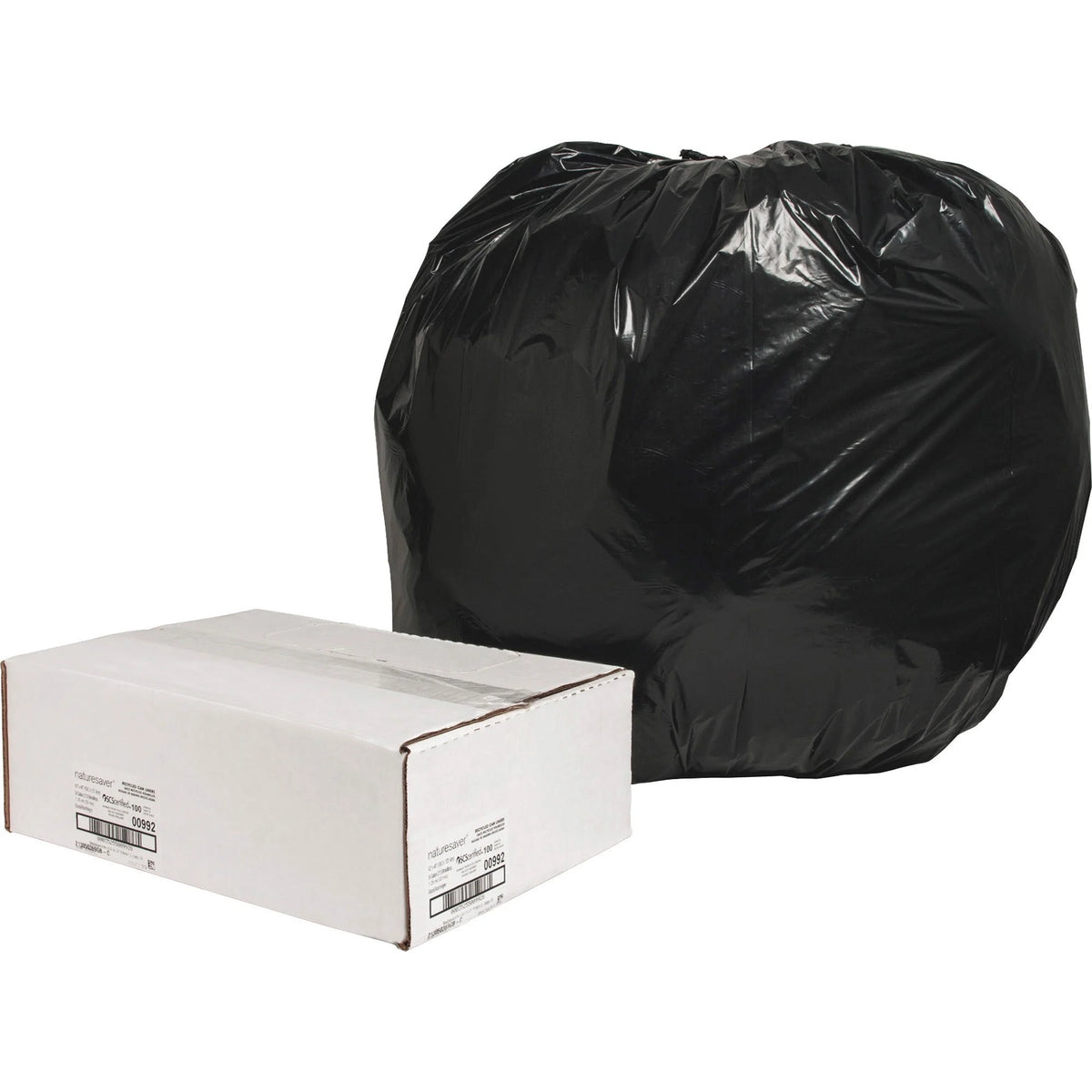 Nature Saver Black Low-density Recycled Can Liners - Extra Large Size - 56 gal Capacity - 43’’ Width x 48’’ Length