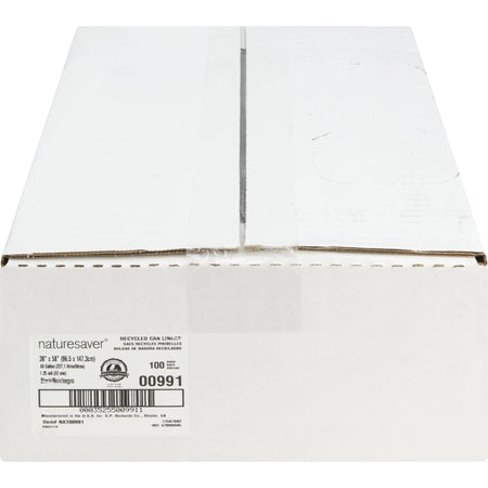 Nature Saver Black Low-density Recycled Can Liners - Extra Large Size - 60 gal Capacity - 38’’ Width x 58’’ Length