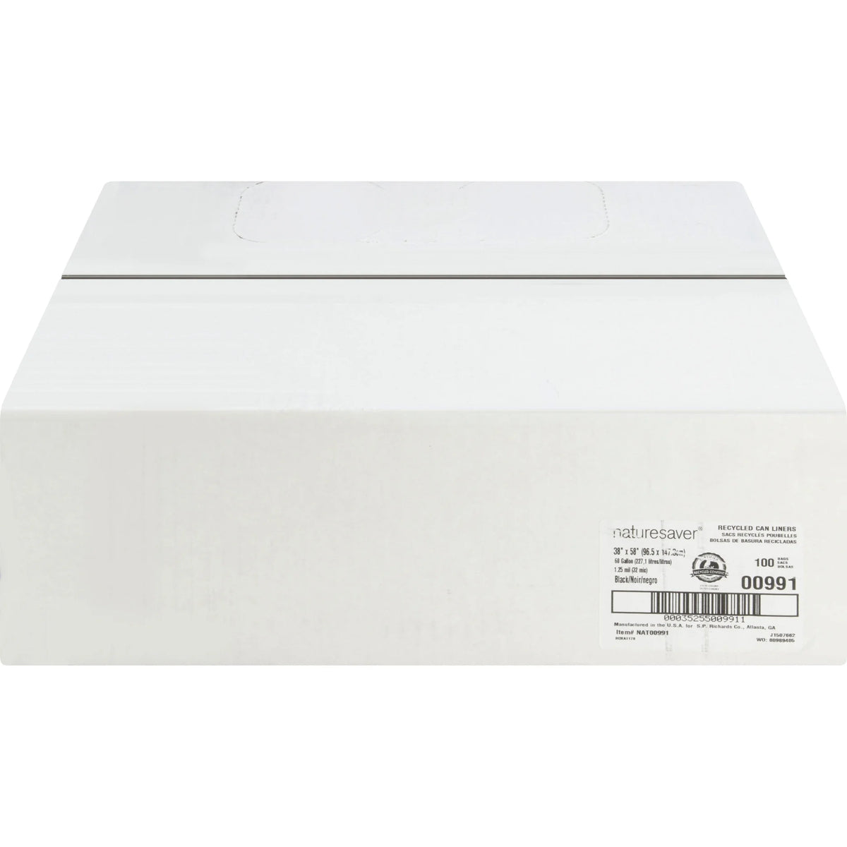 Nature Saver Black Low-density Recycled Can Liners - Extra Large Size - 60 gal Capacity - 38’’ Width x 58’’ Length