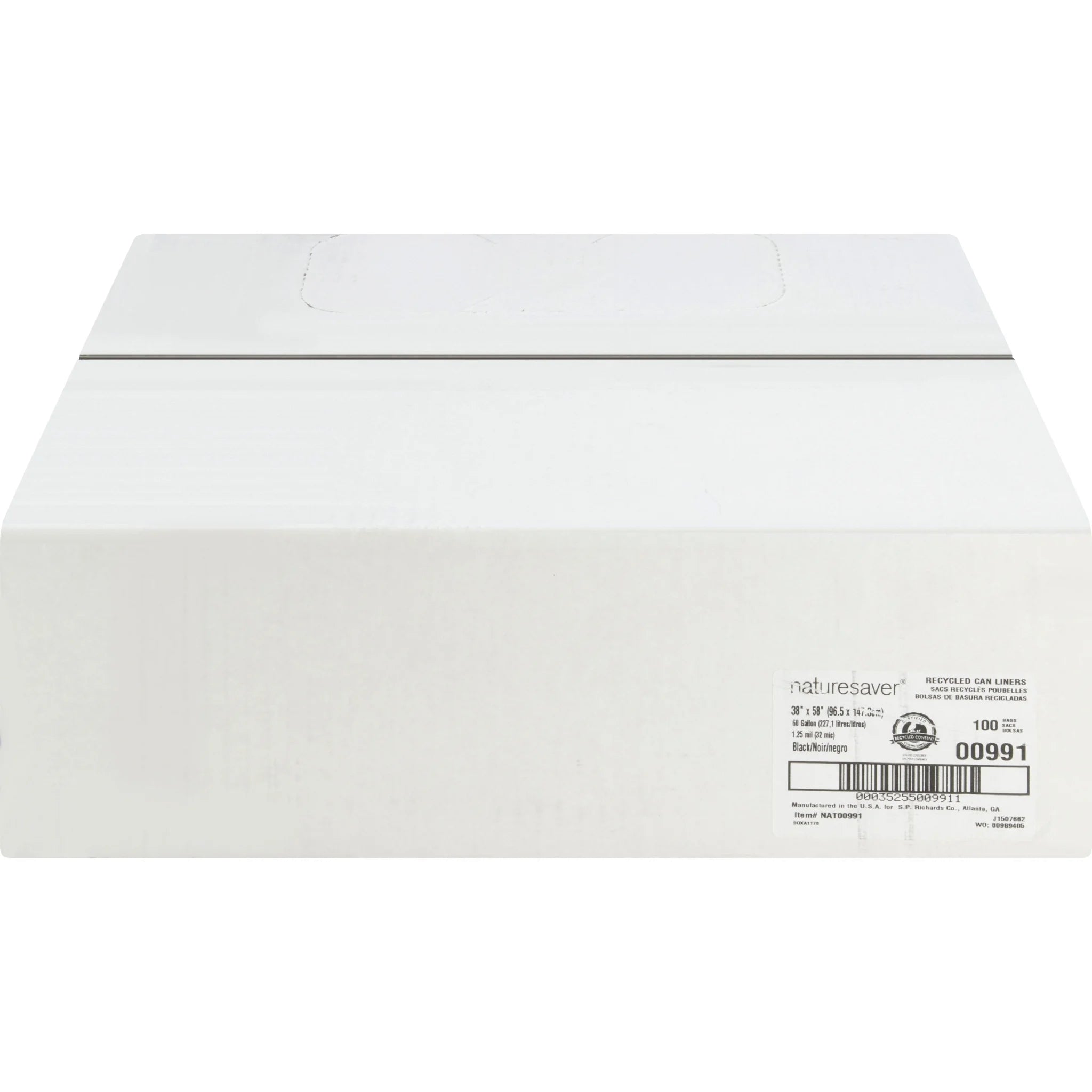 Nature Saver Black Low-density Recycled Can Liners - Extra Large Size - 60 gal Capacity - 38’’ Width x 58’’ Length