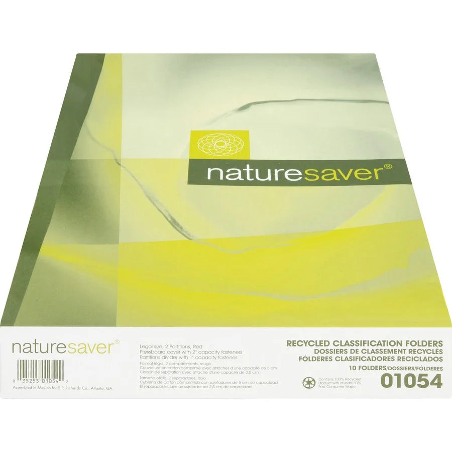 Nature Saver Legal Recycled Classification Folder - Red 25 pt. - 10/Box - Folders