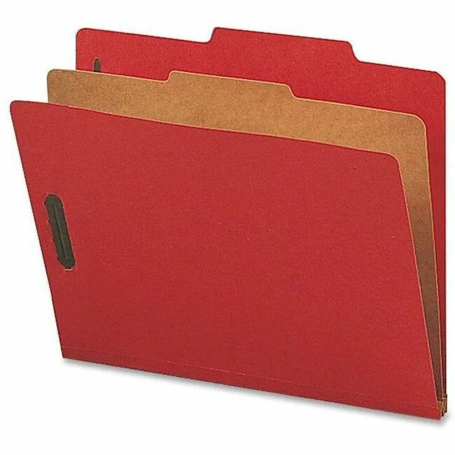 Nature Saver Letter Recycled Classification Folder - 8 1/2’’ x 11’’ - 2’’ for - 1 Divider(s) - 25 pt. - Bright Red