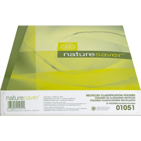 Nature Saver 2/5 Tab Cut Letter Recycled Classification Folder - 8 1/2’’ x 11’’ - 6 Fastener(s) - 2’’ for 1’’ Divider