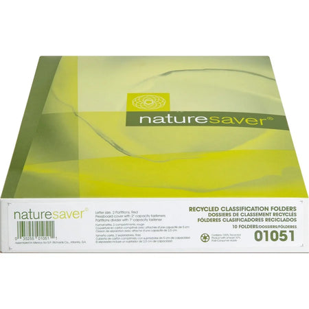 Nature Saver Recycled Classification Folder - Red 2/5 Tab Cut 25 pt. - 10/Box - Folders