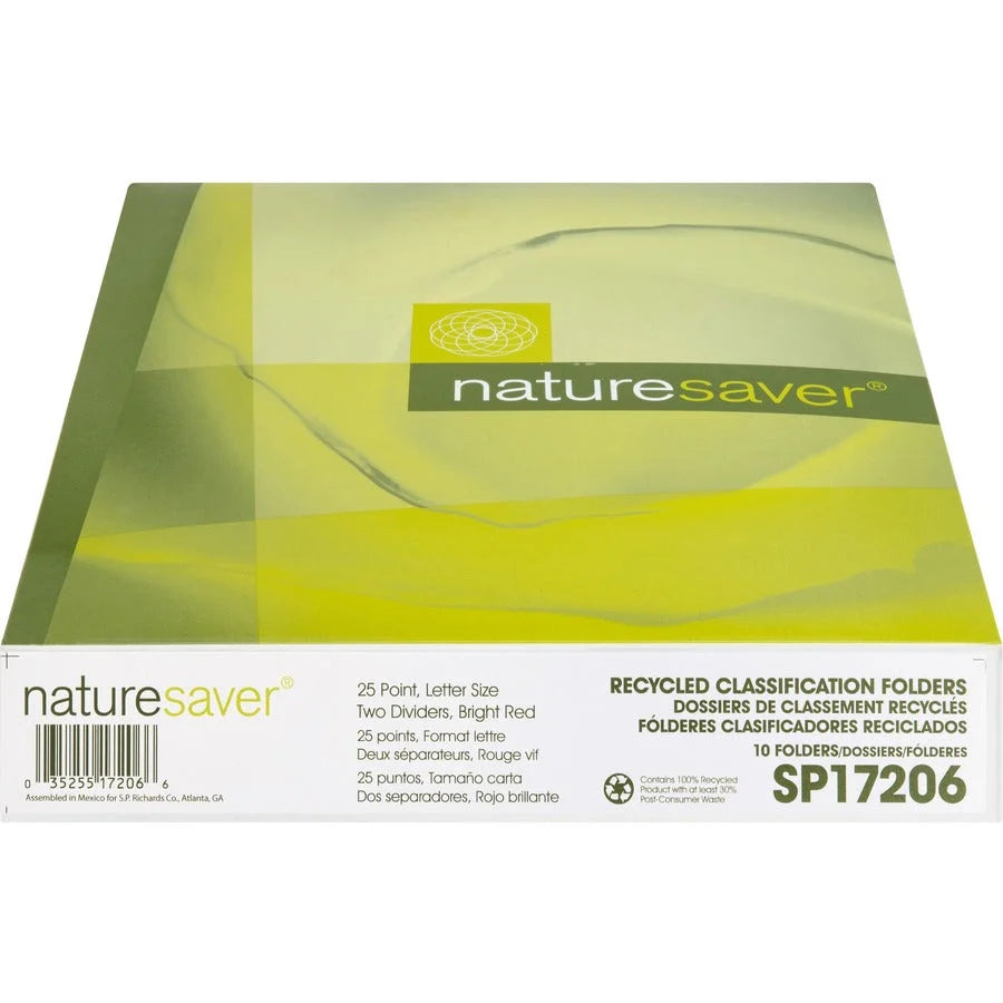 Nature Saver Recycled Classification Folder - Red 2 Dividers - 10/Box - Folders
