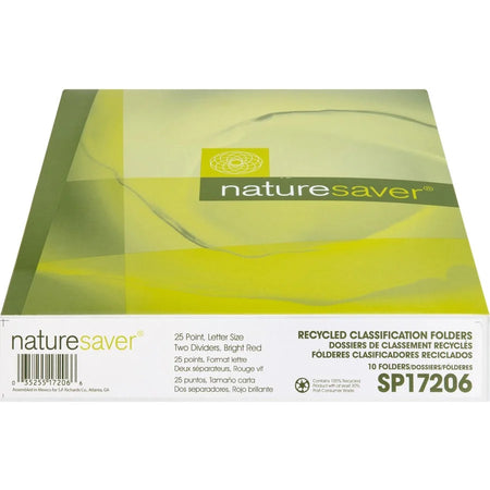 Nature Saver Recycled Classification Folder - Red 2 Dividers - 10/Box - Folders