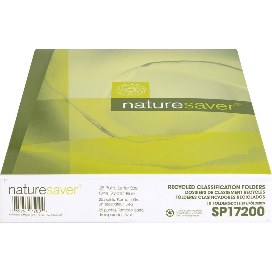 Nature Saver 1/3 Tab Cut Letter Recycled Classification Folder - 8 1/2’’ x 11’’ - 2’’ for - Top Location - 1 Divider(s)