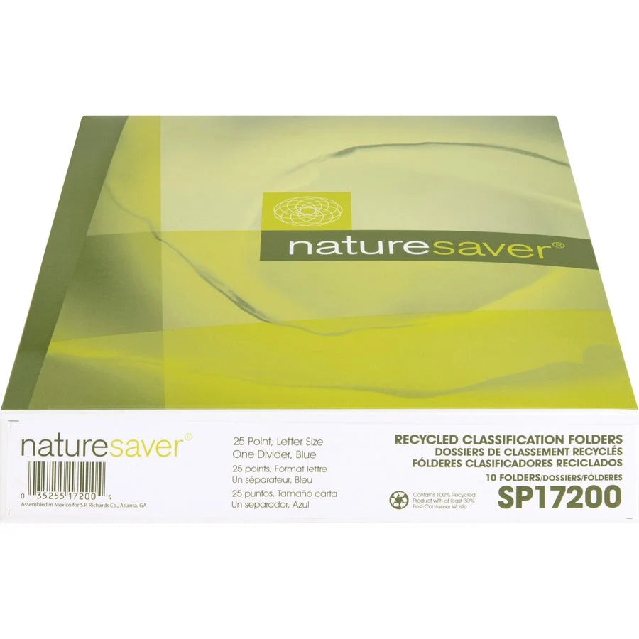 Nature Saver Recycled Classification Folders - Blue 1/3 Tab Cut - 10/Box