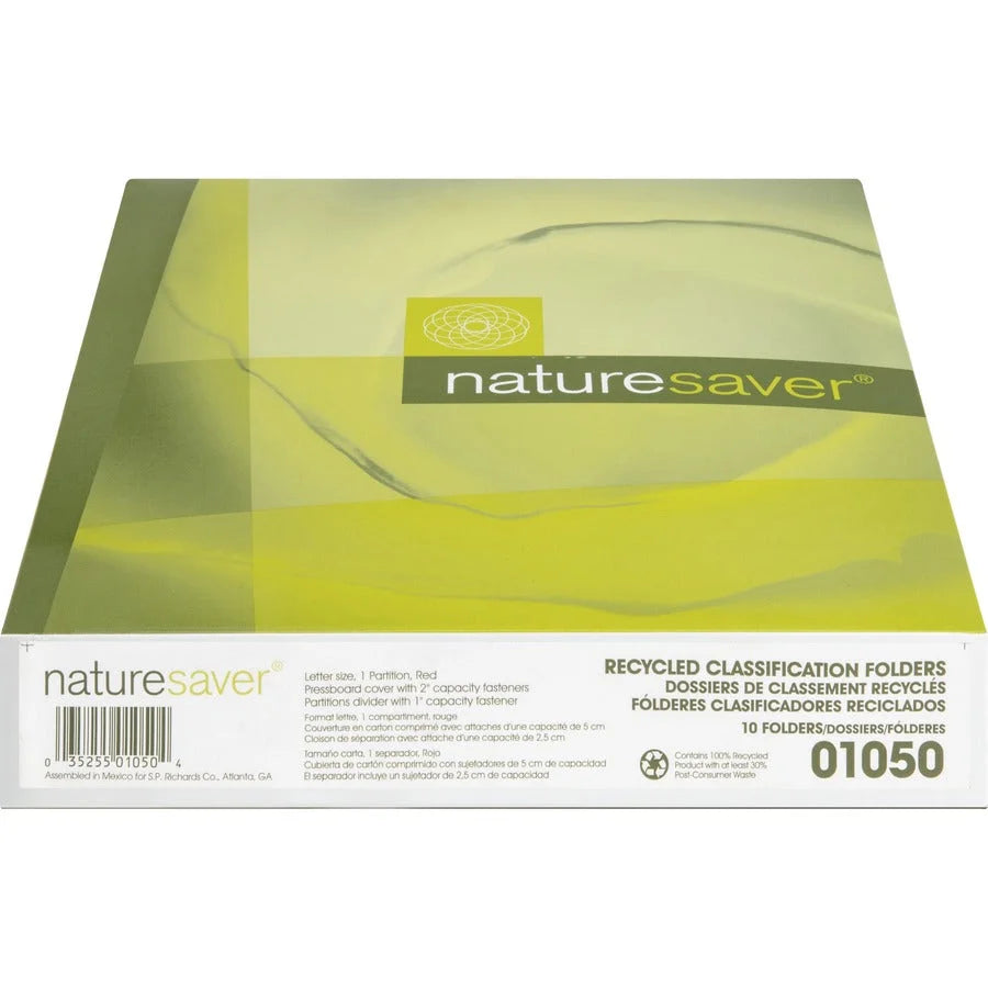 Nature Saver Recycled Classification Folders - Eco-Friendly 2/5 Tab Cut - 10/Box