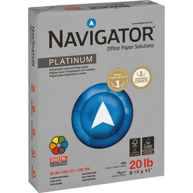 Navigator Platinum Office Multipurpose Paper - Bright White - 99 Brightness - Letter - 8 1/2’’ x 11’’ - 20 lb Basis