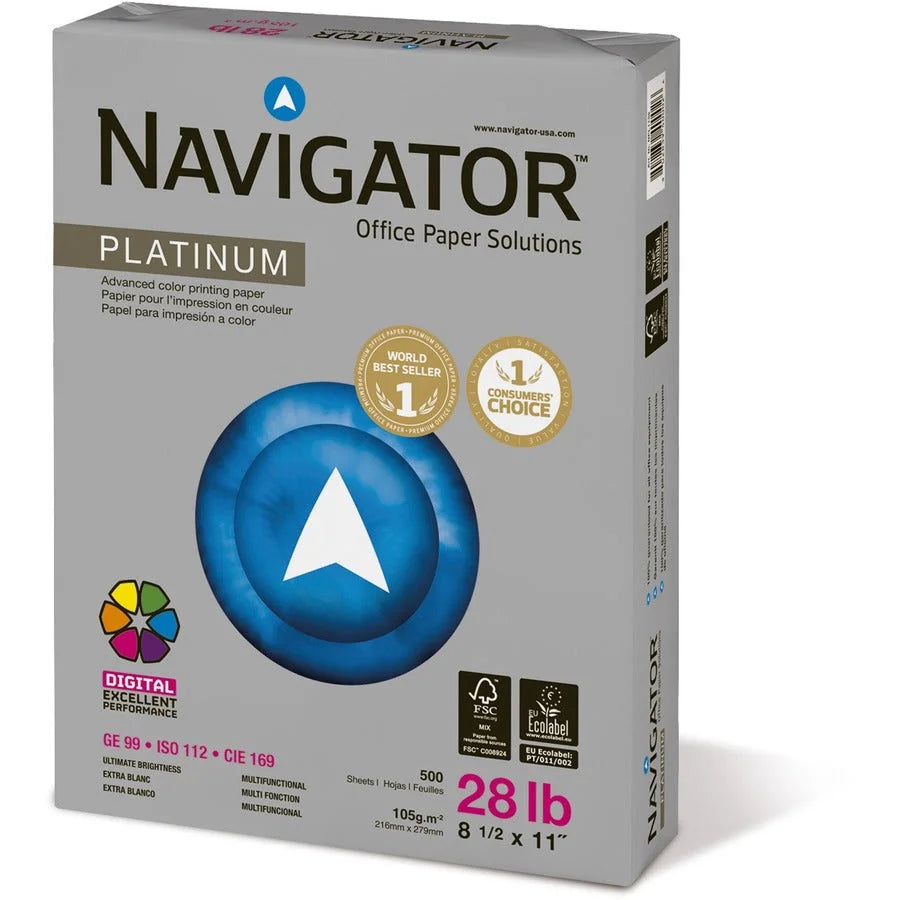 Navigator Platinum Office Multipurpose Paper - Bright White - 99 Brightness - Letter - 8 1/2’’ x 11’’ - 28 lb Basis