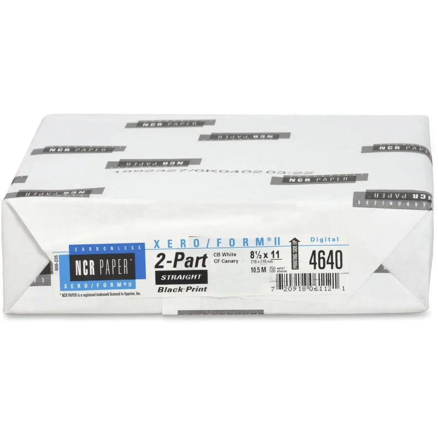 NCR Paper Xero/Form II Carbonless Paper: White/Yellow Letter Size Smooth Finish - 250 Sheets - Specialty