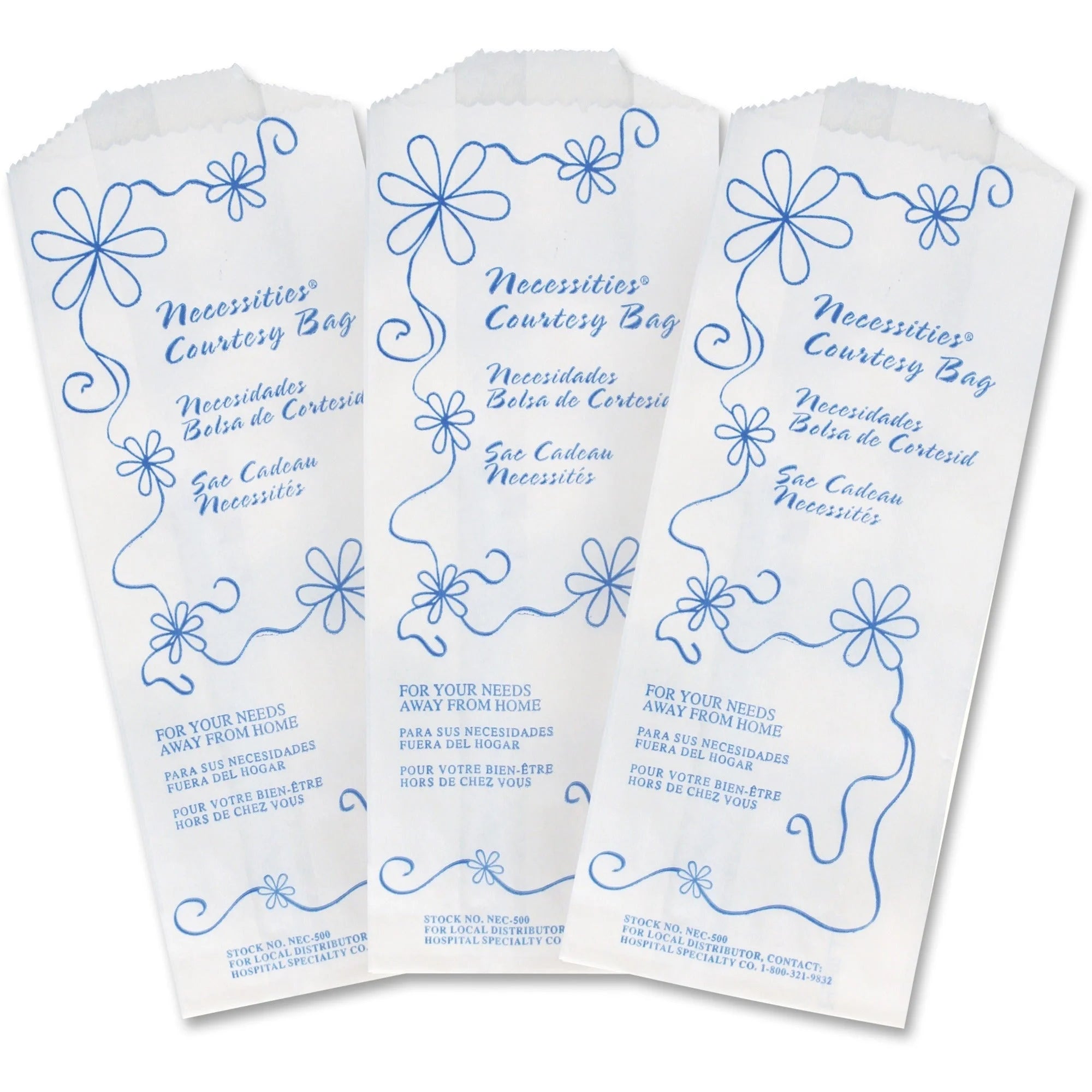 Necessities Courtesy Bags - White Paper Disposal - 500/Carton - Personal Hygiene Supplies