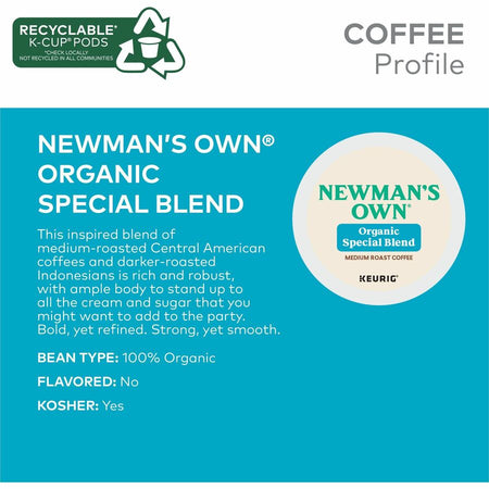 Newman’s Own® Organics K-Cup Special Blend Coffee - Compatible with Keurig Brewer - Regular - Dark