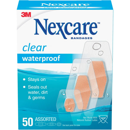 Nexcare Waterproof Bandages: Clear 50/Box - Bandages & Wraps