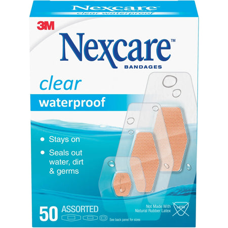 Nexcare Waterproof Bandages: Clear 50/Box - Bandages & Wraps