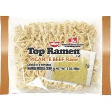 NISSIN FOODS Top Ramen Beef Picante Cup Noodles - Spicy Flavor - 3 oz - 24/Carton - Snacks
