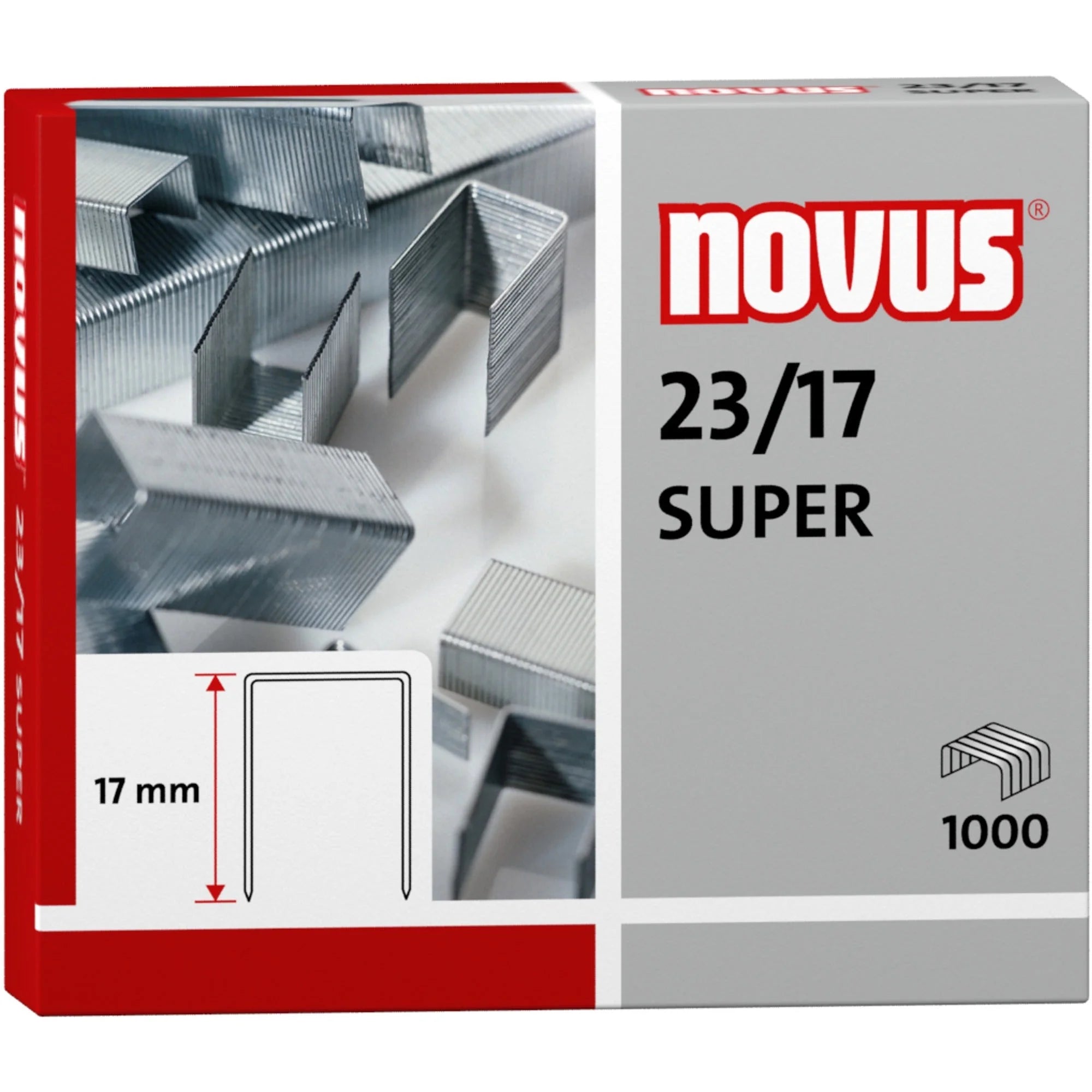 Novus 23/17 Super Heavy Duty Staples - 43/64’’ Leg - Steel - 1000 / Carton - & Staple Removers