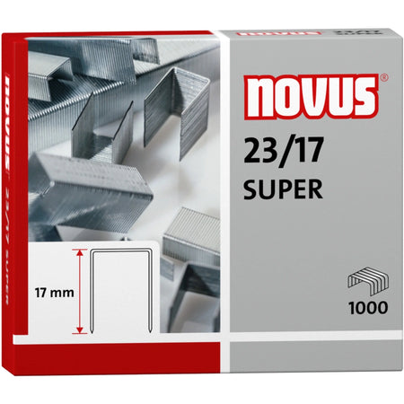 Novus 23/17 Super Heavy Duty Staples - 43/64’’ Leg - Steel - 1000 / Carton - & Staple Removers