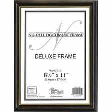 nudell Document Frame - 8.50’’ x 11’’ Size - Vertical Horizontal - Unbreakable Hanger - Plastic Wood - Grain Black - 1