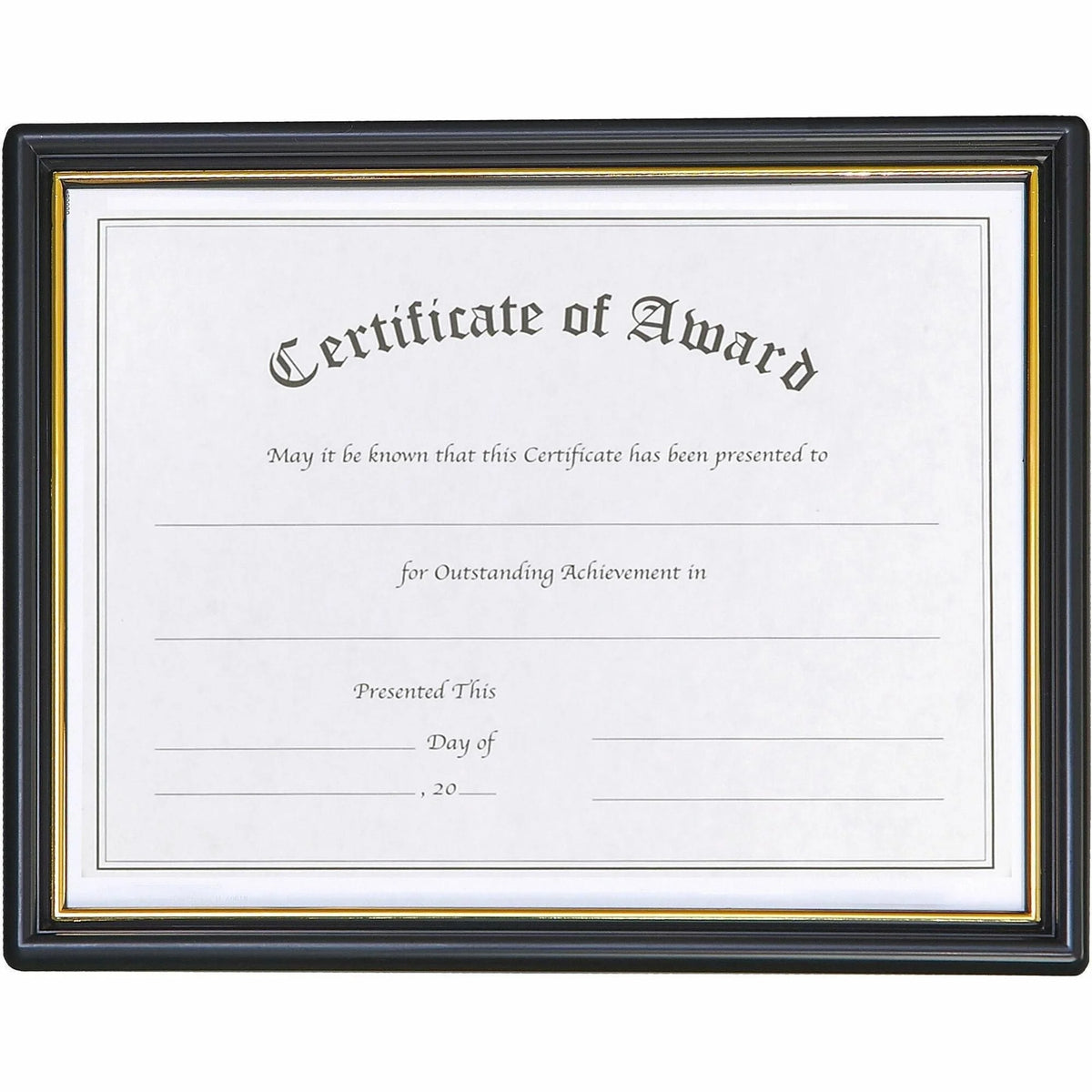 Nudell Plastic Framed Award Certificate - Elegant 8.50’’ x 11’’ Gold & Black Frame - Certificates Seals